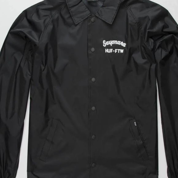 HUF SAYONARA EMBROIDERED COACHES JACKET IN BLACK - Picture 12 of 12